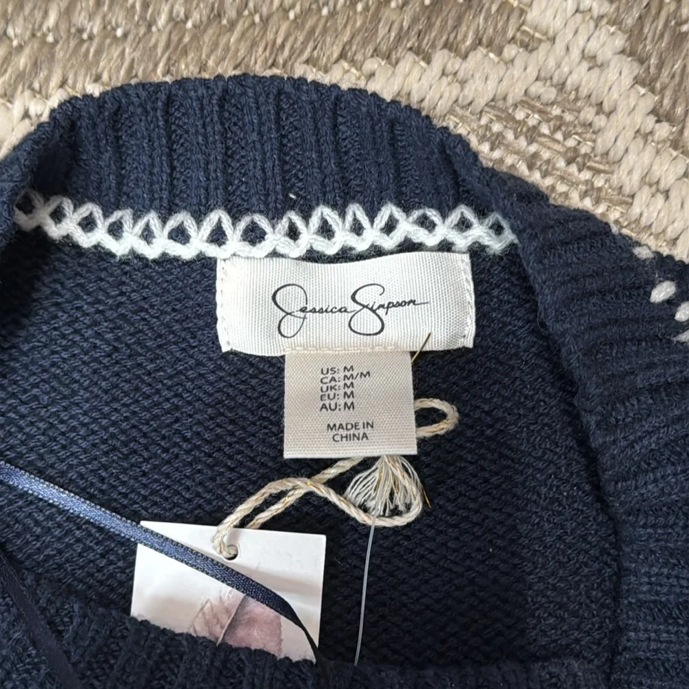 Jessica Simpson Navy 'Game Day' Sweater size Medium - Picture 5 of 6